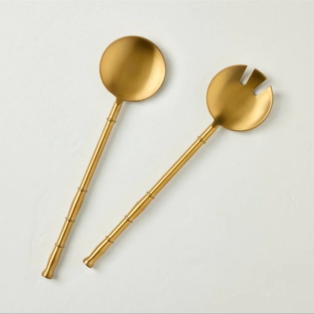 Hearth & Hand Brass Finish Salad Fork and Spoon 2 piece Set